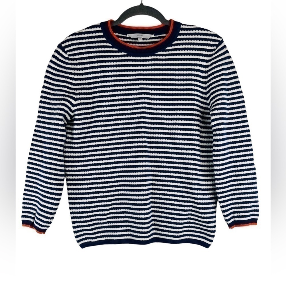 Jasper Conran Striped Cotton Sweater Blue and White Size 12